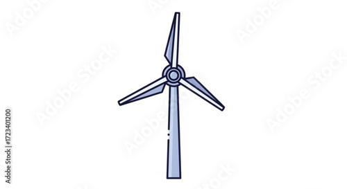 A minimalist wind turbine illustration, , representing renewable energy and sustainable power generation in a clean and simple design