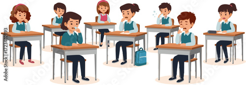 Students in a Classroom Displaying Distress and Discomfort
