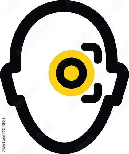 Facial recognition technology icon with target and eye