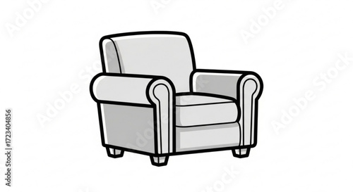 A cozy armchair illustration, featuring a classic design with soft cushions and a neutral color palette, perfect for relaxation