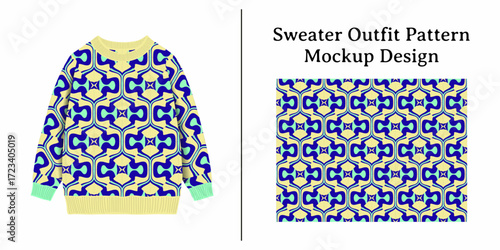 Abstract Geometric Pattern For Sweater Apparel Mockup Design.