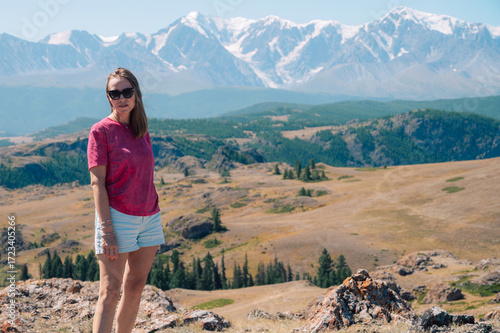 Woman Admiring Mountain Lan...