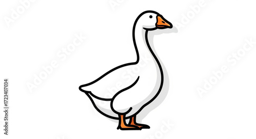 A white goose stands tall, this cartoon vector illustration is perfect for farm, nature, or animal themed projects
