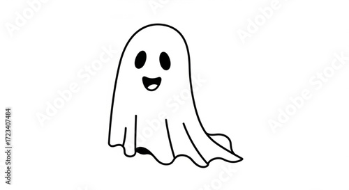 A cute ghost with a friendly smile, perfect for halloween decorations and spooky season designs with a playful touch