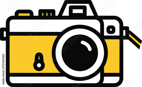 Retro style yellow and white camera illustration