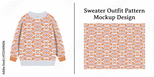 A delightful sweater outfit pattern mockup design showcasing intricate motifs and a harmonious color palette for fashion inspiration.