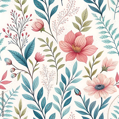 Elegant floral pattern for modern textile design