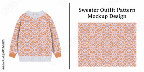 Sweater Outfit Pattern Mockup Design showcasing a unique and stylish apparel illustration with a repeating textile graphic.
