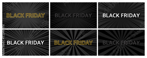 Black Friday inscription on black comic pop art background
