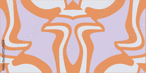 An Abstract Psychedelic Pattern Featuring Swirling Organic Shapes in Orange and Lavender Hues.