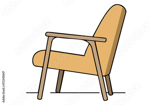 A stylish, mustard-colored armchair occupies a safe space. Simple, modern illustration with clean lines and a soft background. Ideal for design, lifestyle, or product visuals.