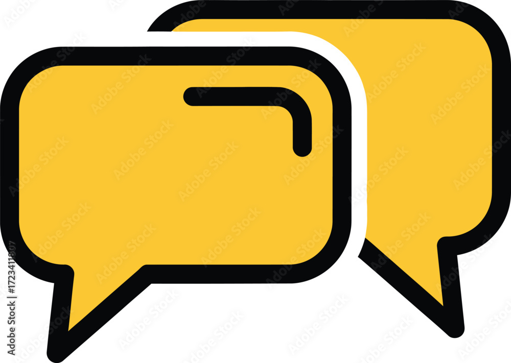 Naklejka premium Two yellow speech bubbles representing conversation or communication