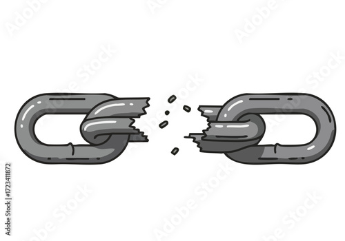stylized illustration depicts a broken chain transforming into freedom The design uses a modern flat style with a pastel background It symbolizes breaking free from limitations