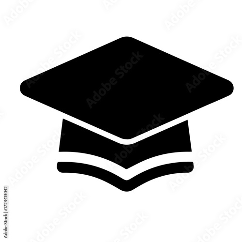 Academic Excellence Symbol A Black Mortarboard Icon for Education & Graduation