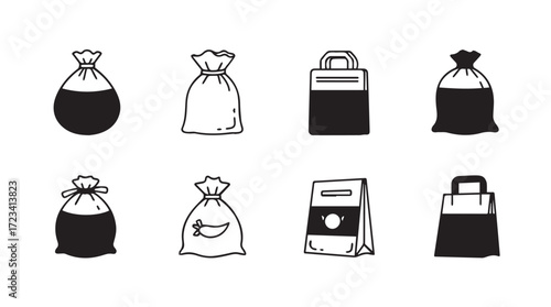 Bulgarian flag colors gift bags and sacks hand drawn doodle icons for packaging and celebration silhouette