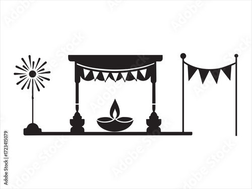 Diwali Festive Symbols silhouette