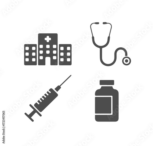 Set of Healthcare and Medical Related Line Icons. Outline Symbol Collection	