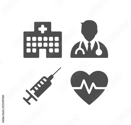 Set of Healthcare and Medical Related Line Icons. Outline Symbol Collection	