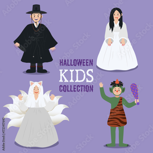 Korean Traditional Ghosts Halloween Kids Characters Set