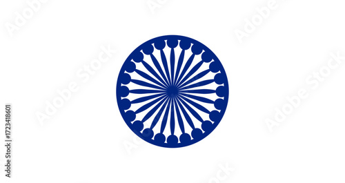 Illustration of Ashok Chakra – 24 Spokes Wheel Symbol of Indian Flag, National Emblem of Peace, Law, and Dharma – Isolated Vector Design for Patriotic, Cultural, and Historical Themes