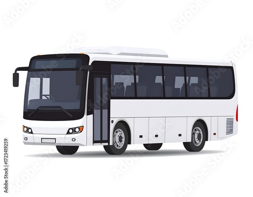 White bus on white background