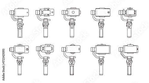 Diverse handheld whisk designs in series for culinary applications and kitchenware concepts silhouette