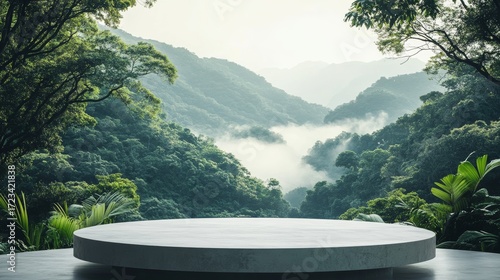 E-commerce product showcase with natural scenery as the backdrop