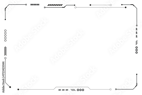 Black control panel, modern technology, futuristic HUD UI interface isolated on white background. circuit background.