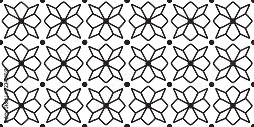 Geometric Abstract Decorative Floral monochrome seamless Pattern.