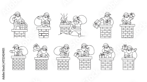 Collection of hand drawn botanical illustrations of various plants and flowers in pots silhouette