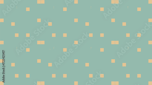 A repeating pattern of tan squares on a light blue background with some squares in pairs randomly placed