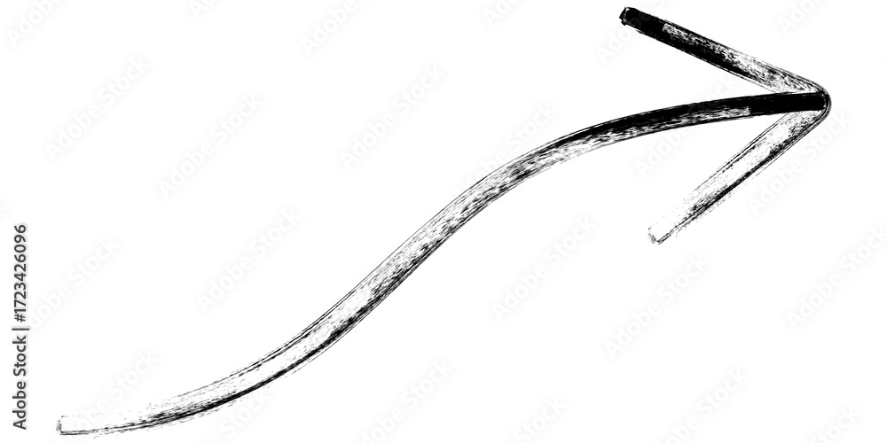 Fototapeta premium Black grunge sketch arrow isolated on transparent background for highlight