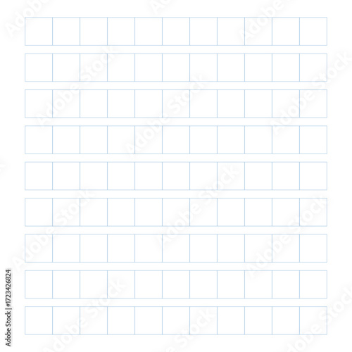 Workbook for writing hieroglyphs. Lined paper for printing. Geometric pattern for school. Realistic lined paper. Simulator for writing Chinese characters. Page of calligraphy exercises. Graph paper.