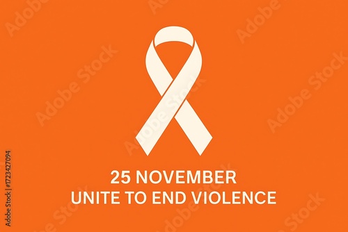 Orange ribbon symbol for the international day for the elimination of violence against women on november 25