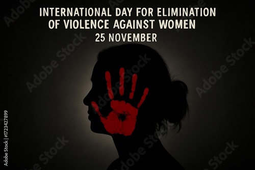 International day for elimination of violence against women november 25 red handprint silhouette