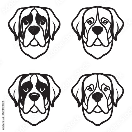 A Massive and Gentle Giant Saint Bernard, a Powerful Rescue Dog with a Wrinkled Face and Loyal Eyes