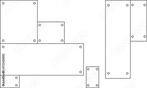 Geometric Technical Plates with Bolt Holes Vector Illustration