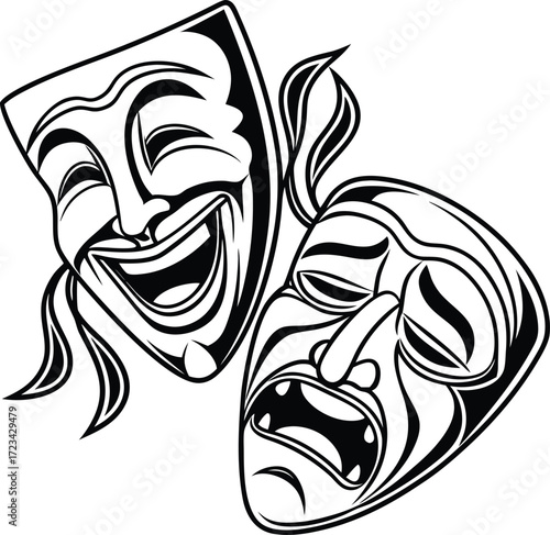 black  comedy and tragedy vector on  white  background  1