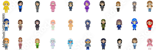 A diverse collection of colorful pixel art characters, a large set of unique avatars and game sprites