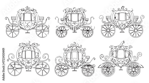 Ornate vintage carriages collection royalty free majestic transport design elements silhouette