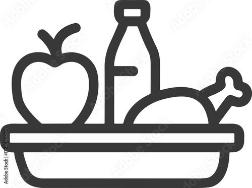 School lunch tray icon with food and drink