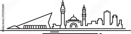 Valencia Spain Skyline Silhouette Outline Black On Transparent Background Cityscape Minimal