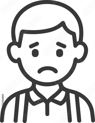 Sad student icon expressing negative emotion