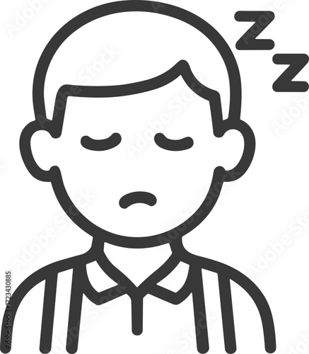 Sleeping student icon for tiredness or boredom