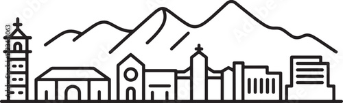 Phoenix Arizona Skyline Silhouette With Mountain Range Landmark Building View Scenery