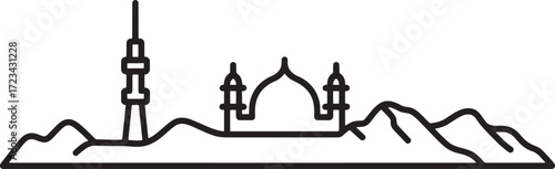 Dubai city skyline silhouette drawing. Urban landscape vector illustration