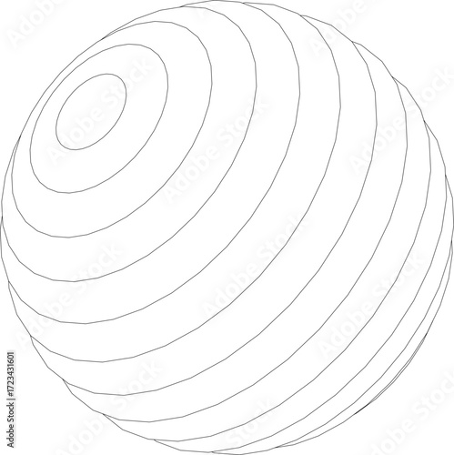 Wireframe sphere three dimensional geometric shape. Abstract futuristic globe design. Vector
