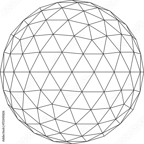 Wireframe sphere three dimensional geometric shape. Abstract futuristic globe design. Vector
