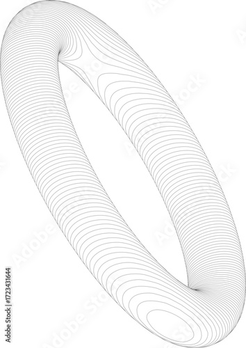 Abstract three dimensional torus wireframe shape. Futuristic geometric design element. Vector
