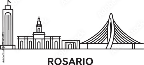 Rosario Argentina skyline vector illustration. Cityscape line art design banner Argentina